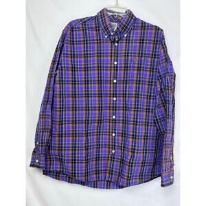 Cinch White Label Mens Med Purple/Brown Plaid Long Sleeve Western Shirt